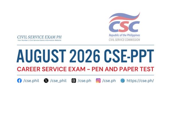 FULL DETAILS: August 2026 Career Service Exam – Pen and Paper Test (CSE ...